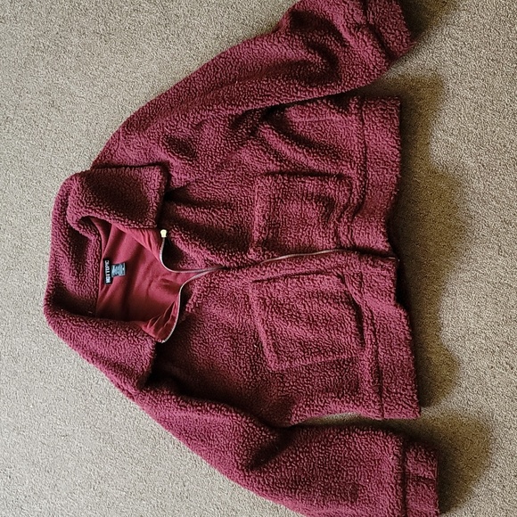 Hot Topic Jackets & Blazers - Hot topic burgundy red large sherpa jacket/throw over